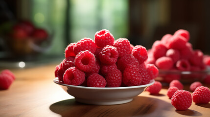 raspberries on a plate