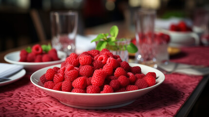 raspberries on a plate