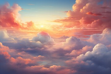 Sunset lush clouds - obrazy, fototapety, plakaty