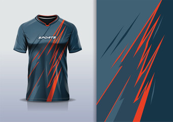Sport jersey design template mockup stripe line racing for football soccer, running, esports, gray orange color 