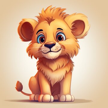 Cute cartoon lion character.