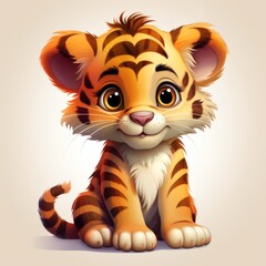 Cute tiger cub cartoon character
