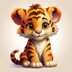 Obraz premium Cute tiger cub cartoon character