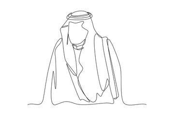 Saudi Arab businessman fashion in different poses isolated on white background. Vector illustration in a flat style. Editable strokes.