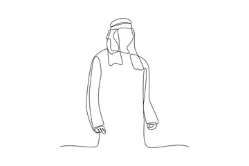 Saudi Arab businessman fashion in different poses isolated on white background. Vector illustration in a flat style. Editable strokes.