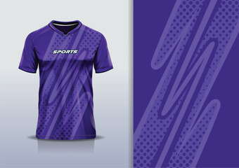 Jersey design template mockup stripe line with polka dots racing for sport football soccer, running, esports, in purple color