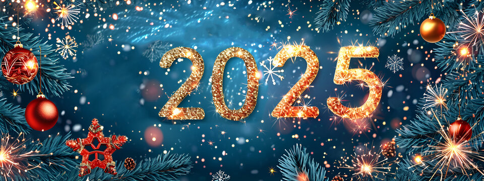 Happy New Year 2025. Beautiful creative holiday background. generative ai