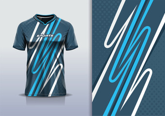 Jersey design template mockup stripe line with polka dots racing for sport football soccer, running, esports, in blue color