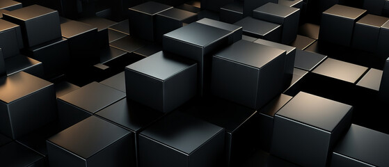 Glossy Black Cubes with Light Reflections