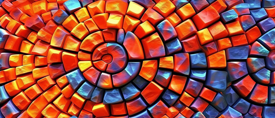 Radiant Spiral Mosaic of Chromatic Cubes
