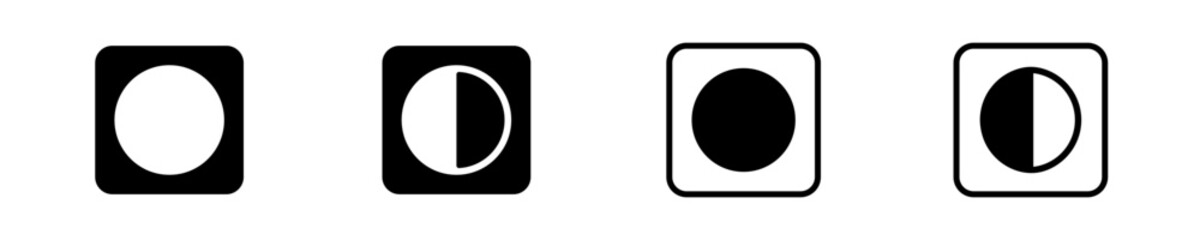 Adjust the contrast icon. Set of screen brightness control icons. Contrast settings icon. Contrast level icon in vector design style