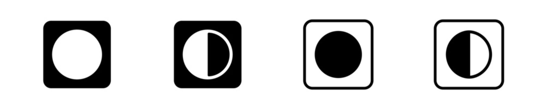 Adjust the contrast icon. Set of screen brightness control icons. Contrast settings icon. Contrast level icon in vector design style