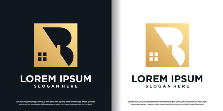 letter B logo design vector with creative house concept premium vector