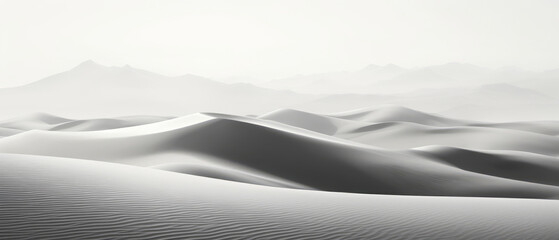 Misty Monochrome Dunes at Dawn - obrazy, fototapety, plakaty