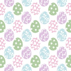 Pastel Easter eggs seamless pattern background. Decorative Easter elements.