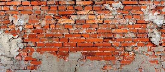 Unsafe aged brick wall with significant structural damage resulting from foundation failure, subsidence, corrosion, climate variations, and seismic activity.