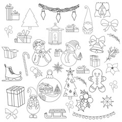 Coloring page for kids Christmas Santa outline on white background vector illustration
