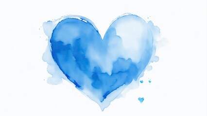 A Blue Watercolor Heart Shape on a white background