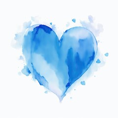 A Blue Watercolor Heart Shape on a white background
