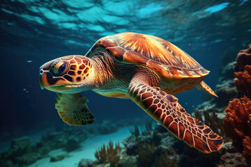 Fototapeta premium Hawaiian Green Sea Turtle (Chelonia mydas)