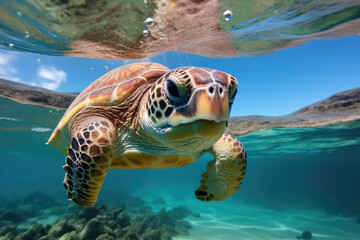 Obraz premium Hawaiian Green Sea Turtle (Chelonia mydas)