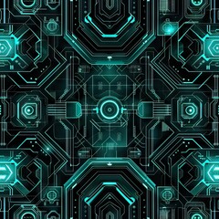 Abstract wire background with lots of data streaking lights, fiber optics. Abstract futuristic electronic circuit technology background. AI generated illustration