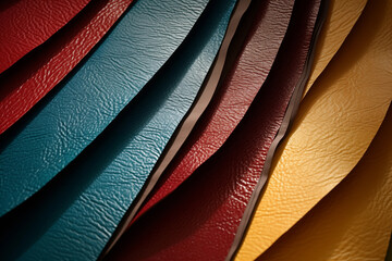 Different leather samples close-up. Generative AI