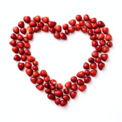 Obraz premium a heart frame of strawberry beans on a white background