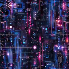 Fototapeta na wymiar Abstract wire background with lots of data streaking lights, fiber optics. Abstract futuristic electronic circuit technology background. AI generated illustration