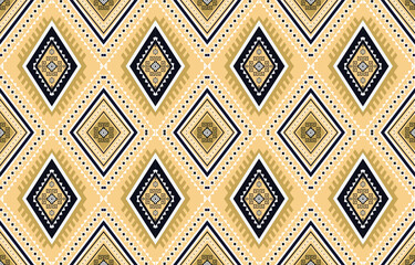 Ethnic ikat seamless pattern in tribal. Aztec geometric ethnic ornament print. Ikat pattern style. Design for background, wallpaper, illustration, fabric, clothing, carpet, textile, batik, embroidery.