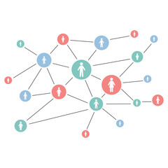 the connection of business team, the network of internet, web connected with the dot, the social media sign for communication