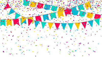 Holiday, multi-colored flags and confetti. vector eps10