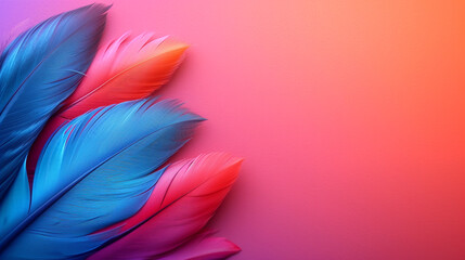 Obraz premium Vibrant colored beautiful bird feathers. Isolated on a toned bright-colored background.