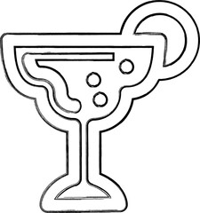 Glass with cocktail doodle decoration and design.