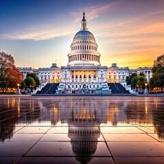 US Congress building, Washington - obrazy, fototapety, plakaty