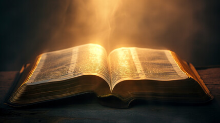 Bible open to a verse with a soft glow, representing the source of wisdom and guidance in Christian spirituality.