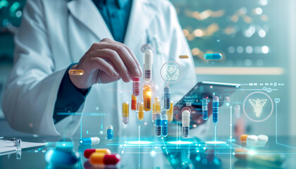 scientist working in laboratory. Science and medicine. Branches of science that treat human beings with their specialties. Medicine, Dentistry, Science, Psycho.