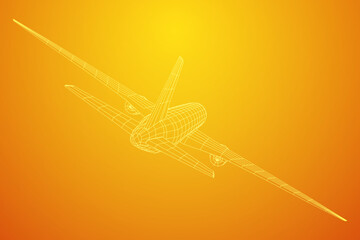 Airplane. Abstract airliner. Wireframe vector illustration