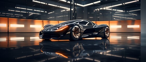 The concept of a black luxury sports car