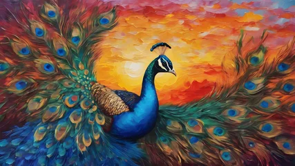 Stof per meter Colorful peacock painting © ankpristoriko