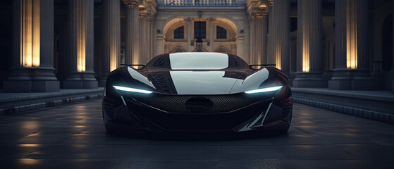 The concept of a black luxury sports car
