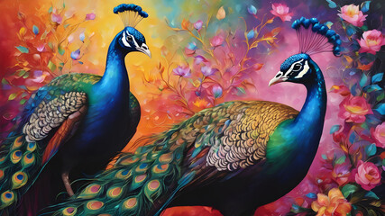 Colorful peacock painting © zadanzi