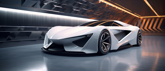 The concept of a white luxury sports car