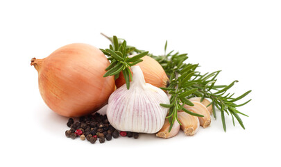 Ripe garlic with onions.