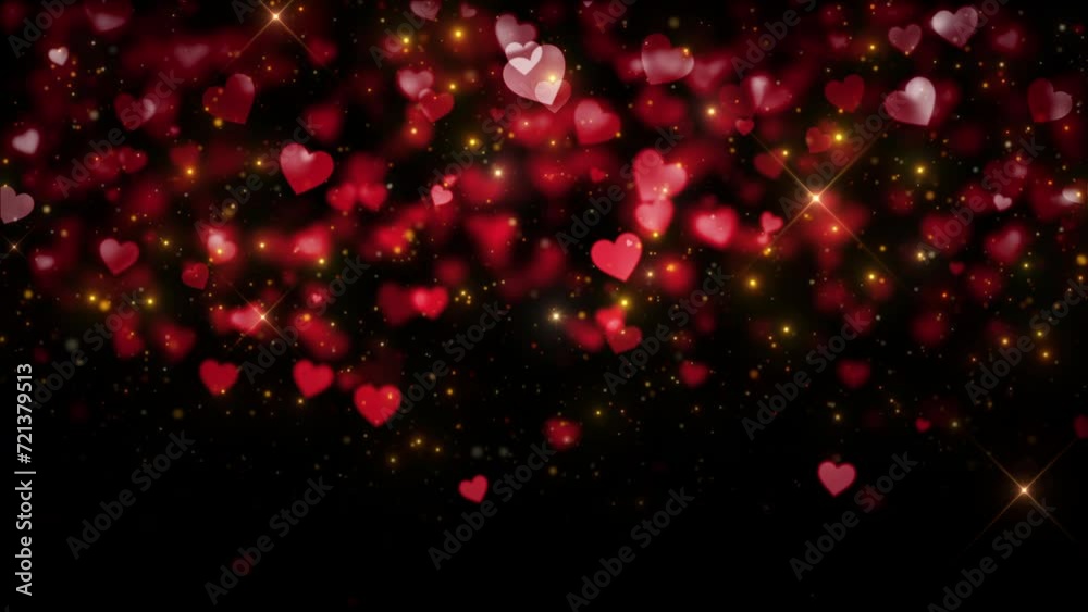 Canvas Prints falling red hearts love background loop