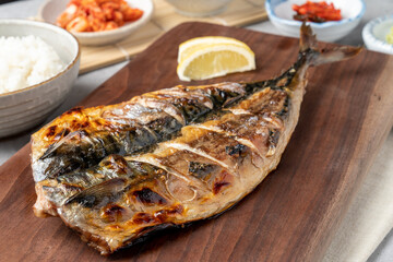 Korean food, Korean food, fish dishes, grilled fish, mackerel, grilled mackerel, grilled mackerel,...