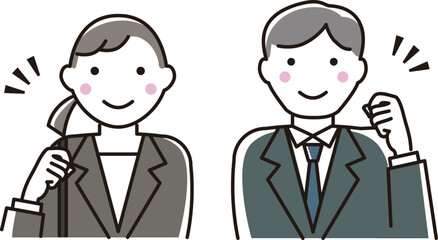 Illustration of young business people (active man and woman)