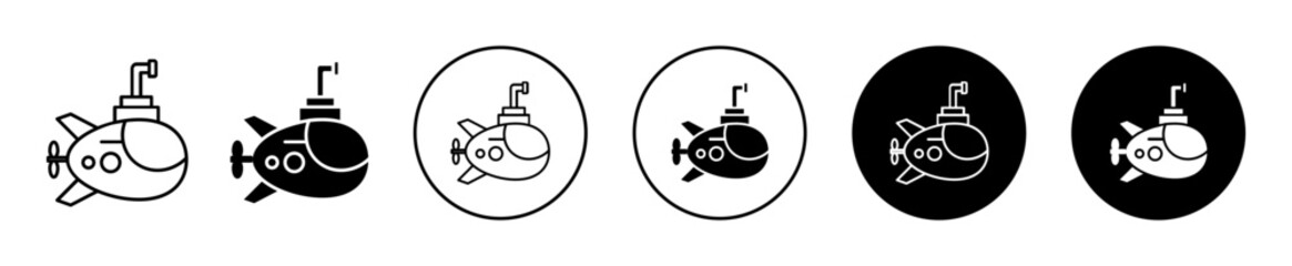 Submarine vector icon set collection. Submarine Outline flat Icon.