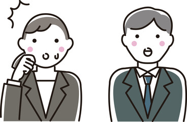Illustration of young business people (man and woman surprised)