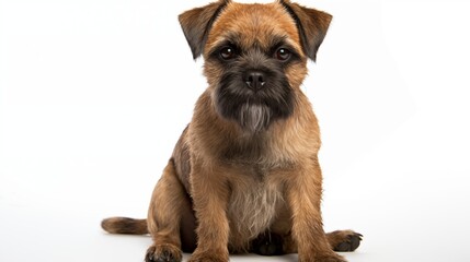 Dog, Border Terrier in sitting position